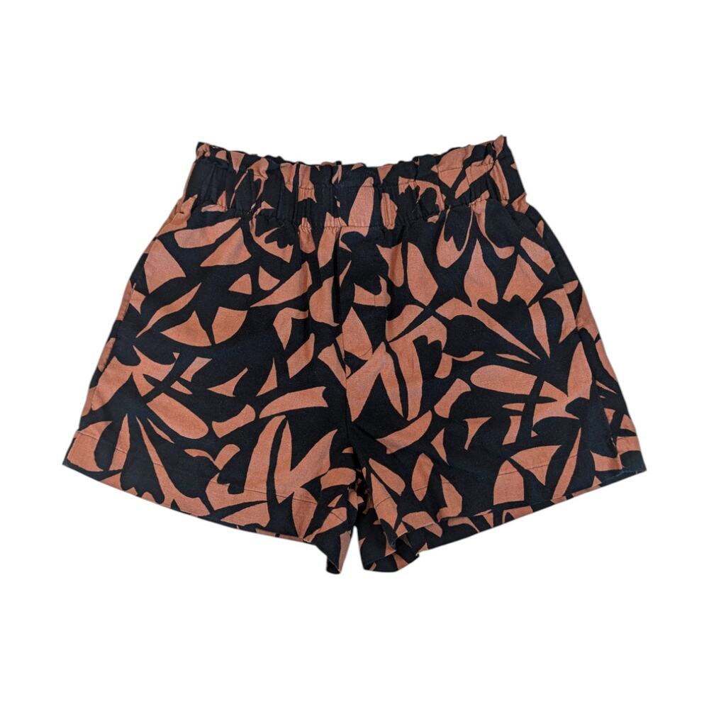 A New Day High-Rise Linen Pull-On Black/Brown Shorts Women’s Small